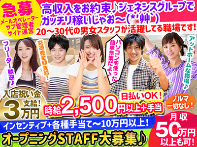 ジェネシスグループのメールオペレーター／管理者／サイト運営募集画像1